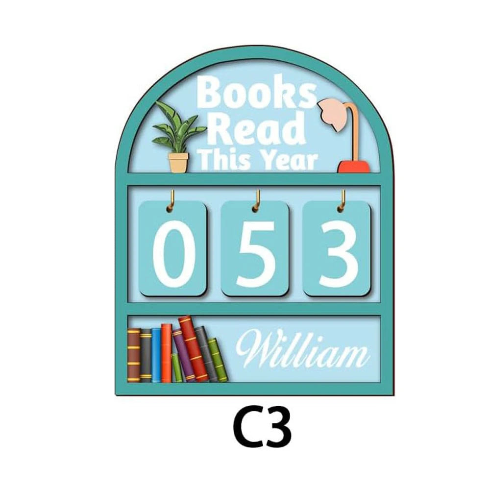 Custom Wooden Book Tracker Sign for Readers - Personalized Books Read Counter & Reading Challenge Tracker