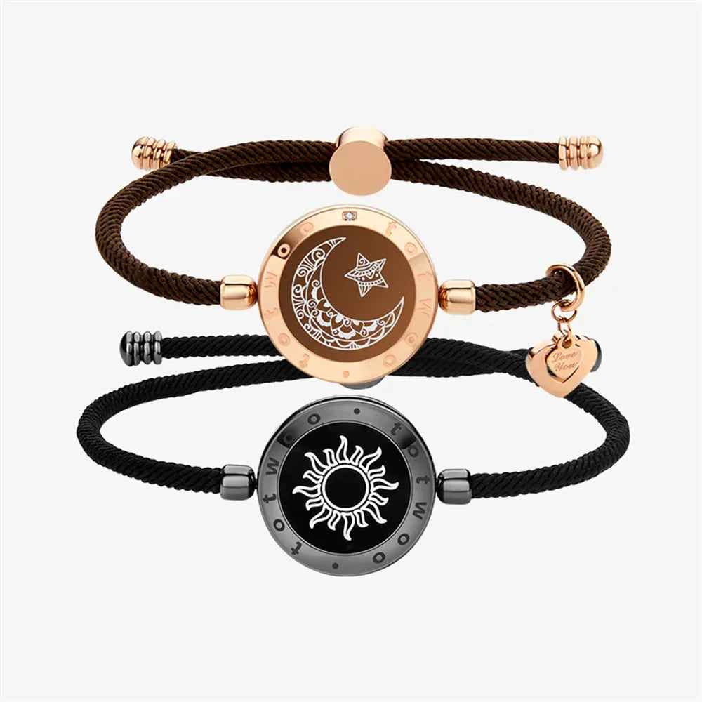 TOTWOO Long Distance Touch Bracelets for Couples ,Light up&Vibration Relationship Gifts for Lovers Smart Jewelry Love Bracelets