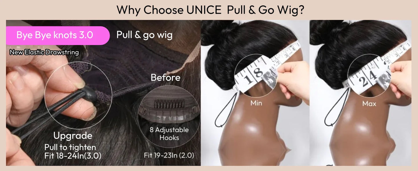 UNICE Water Wave Human Hair Wig Pre‑Cut Pre‑Plucked Glueless 7×5 & 13×4 Lace