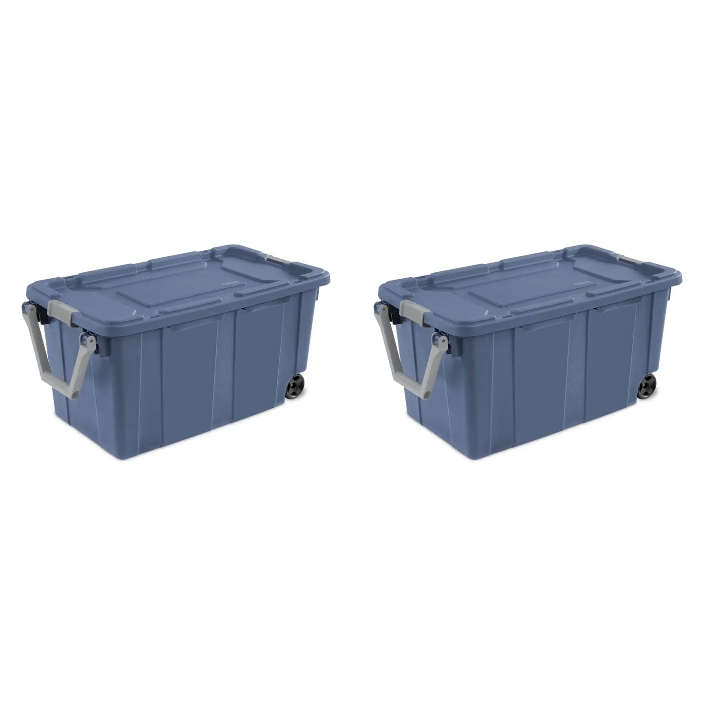 Sterilite 40 Gallon Wheeled Industrial Tote Plastic, Black, Set of 2