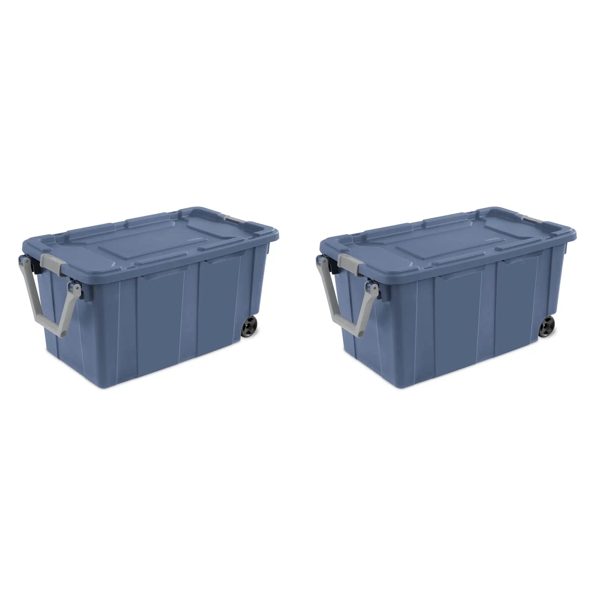 Sterilite 40 Gallon Wheeled Industrial Tote Plastic, Black, Set of 2
