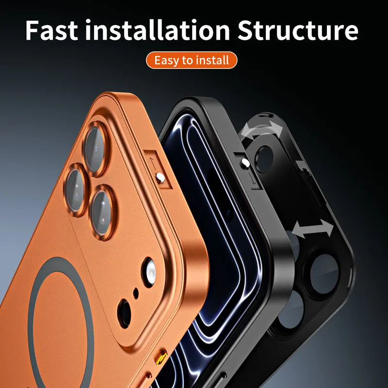 For iPhone Air / 17 Pro Max Magnetic Alloy Snap Case with Lens Ring Film