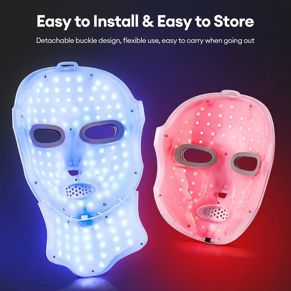 LED Photon Beauty Mask with 7 Light Modes for Whitening, Anti-Wrinkle, and Skin Tightening