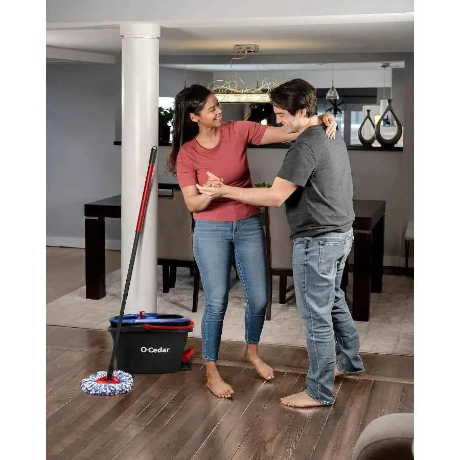O-Cedar RinseClean Spin Mop & Bucket System + 1 Extra Mop Head | Clean with Clean Water | Removes 99% of Bacteria