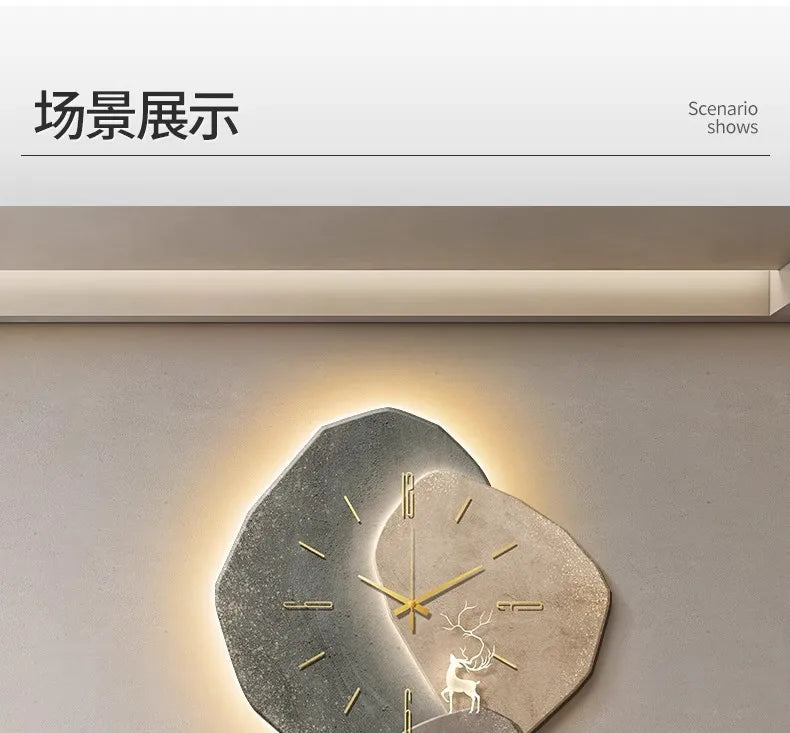Lucky Stone Modern Wall Clock - High-End Silent Home Clock for Living Room and Wall Hanging