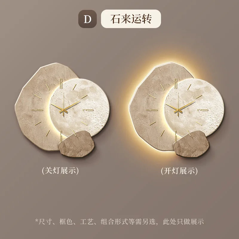 Lucky Stone Modern Wall Clock - High-End Silent Home Clock for Living Room and Wall Hanging