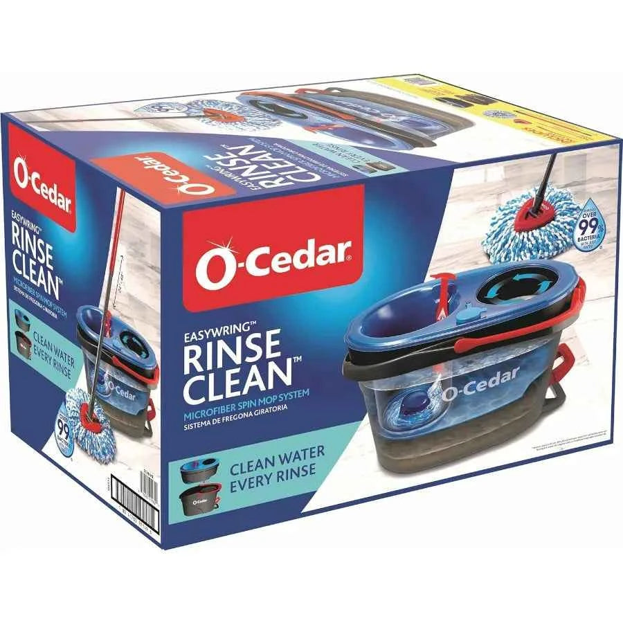O-Cedar RinseClean Spin Mop & Bucket System + 1 Extra Mop Head | Clean with Clean Water | Removes 99% of Bacteria
