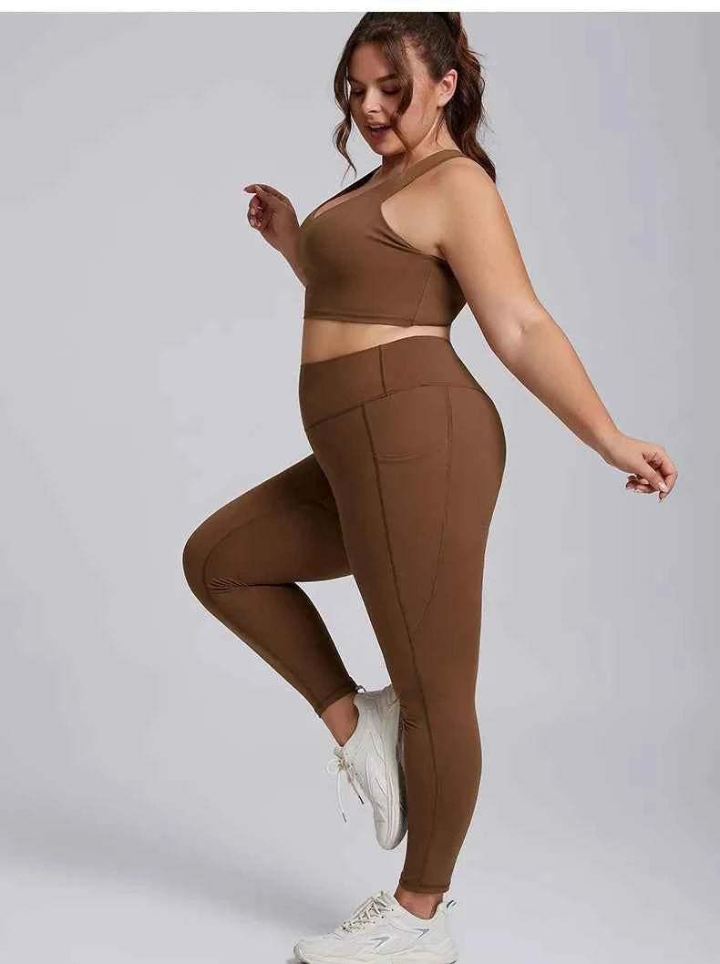 Women’s Plus Size Yoga Set Sports Bra & Leggings Super Stretch Outfit