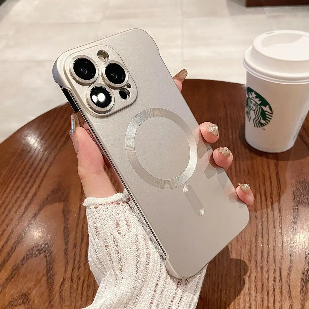Natural Titanium Borderless MagSafe Case for iPhone 16/15/14/13/12/11 Pro Max Plus