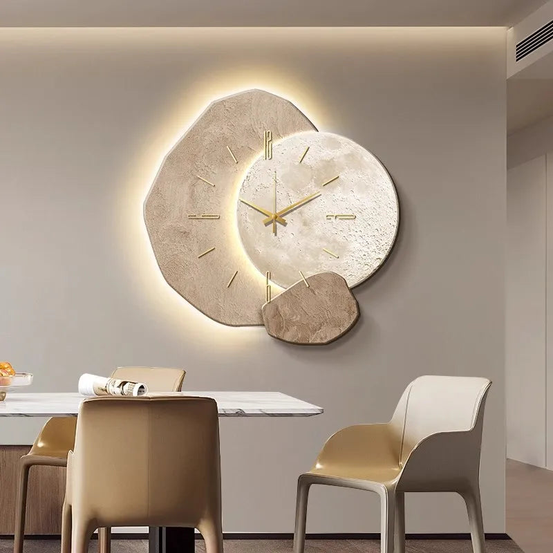 Lucky Stone Modern Wall Clock - High-End Silent Home Clock for Living Room and Wall Hanging
