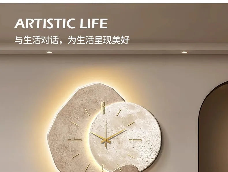 Lucky Stone Modern Wall Clock - High-End Silent Home Clock for Living Room and Wall Hanging