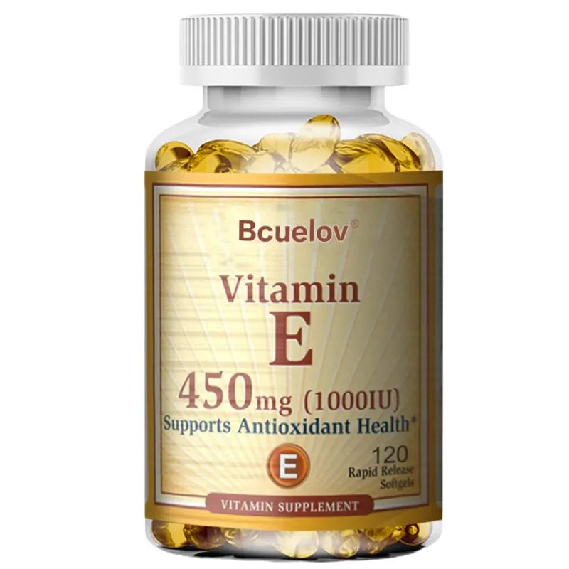 Bcuelov Vitamin E Capsules – Daily Antioxidant Support for Skin & Immunity (30–120 Ct)