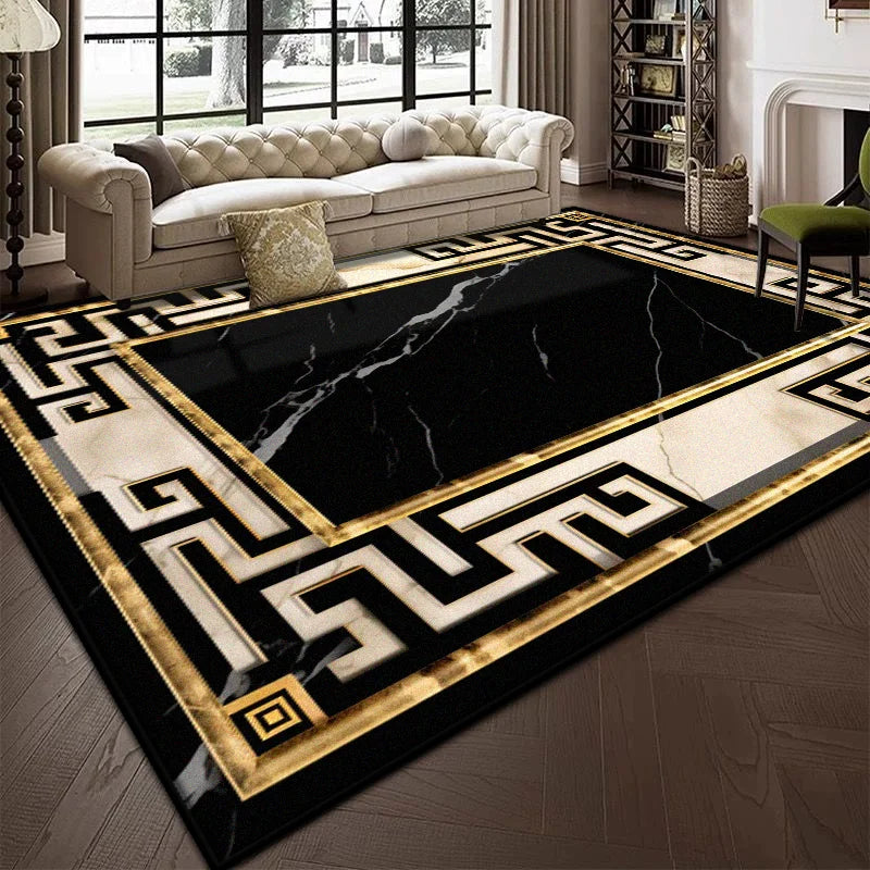 Luxury Black Marble Carpet for Living Room Bedroom Decoration Sofa Large Area Rug Cloakroom Office Fluffy Mat