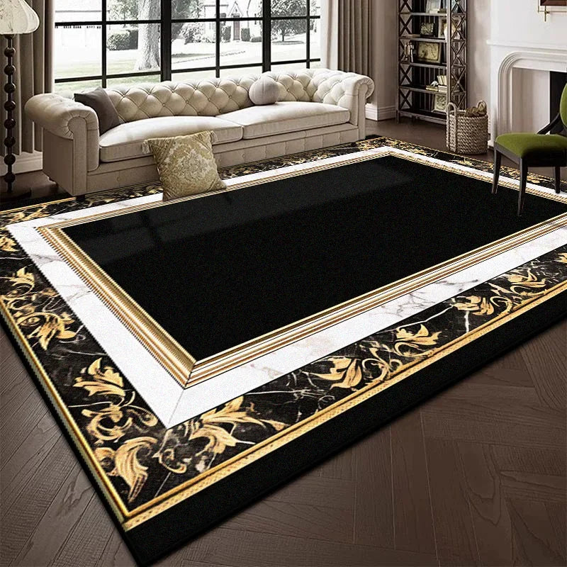 Luxury Black Marble Carpet for Living Room Bedroom Decoration Sofa Large Area Rug Cloakroom Office Fluffy Mat