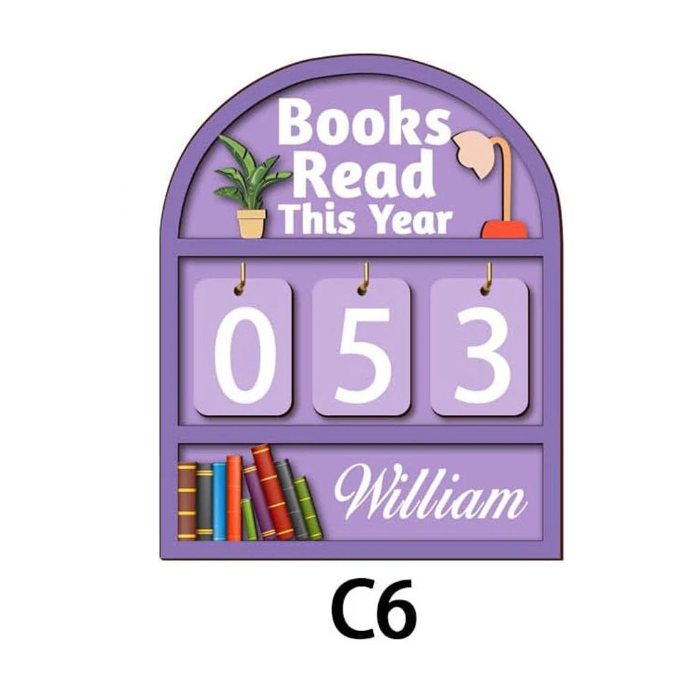 Custom Wooden Book Tracker Sign for Readers - Personalized Books Read Counter & Reading Challenge Tracker