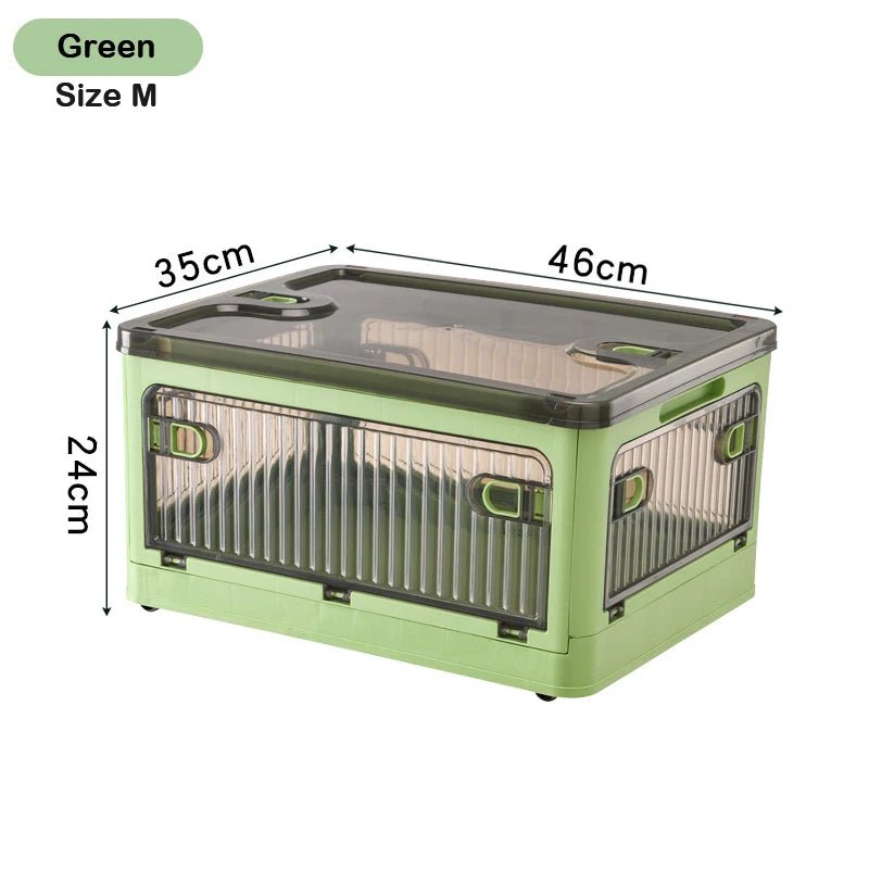 60L Foldable Plastic Storage Box - Glossy Organizer for Clothes, Books & Camping Gear