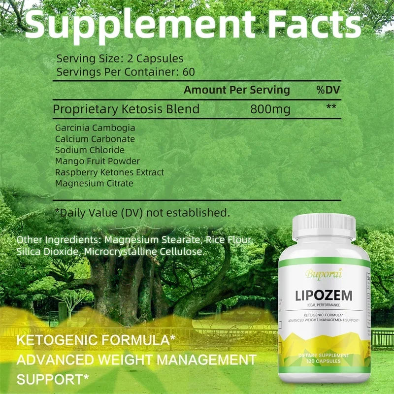 Lipozem Capsules - Boosts Metabolism, Boosts Energy, Burns Fat, Suppresses Appetite, Promotes Digestive Health, Boosts Immunity