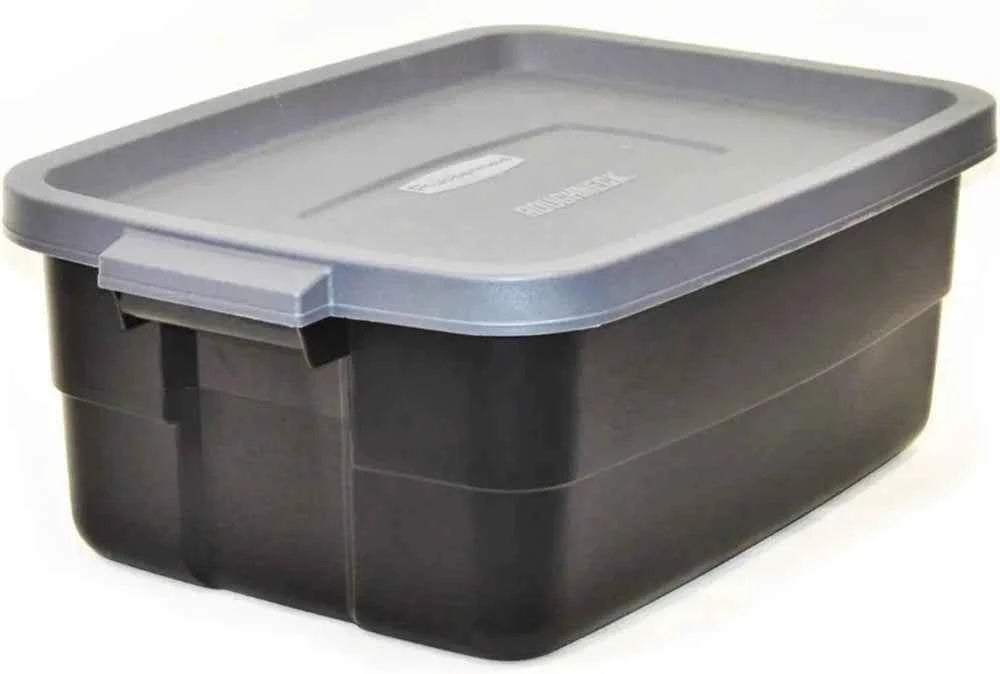 6-Pack Totes for Storage with Lids, Heavy Duty Plastic Storage Bins with Lids, Black Gray, 10 GAL - Stackable for Garage, Attic