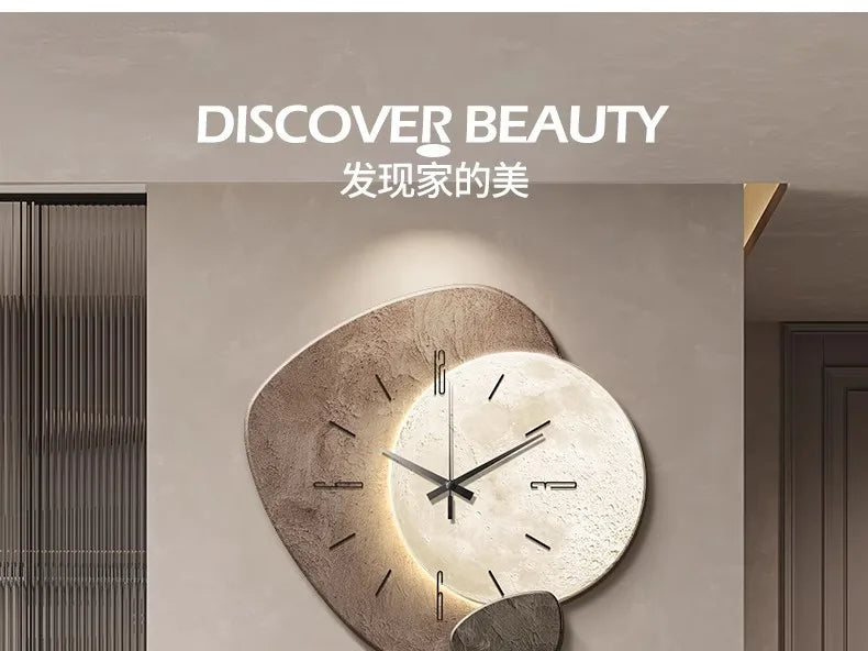 Lucky Stone Modern Wall Clock - High-End Silent Home Clock for Living Room and Wall Hanging