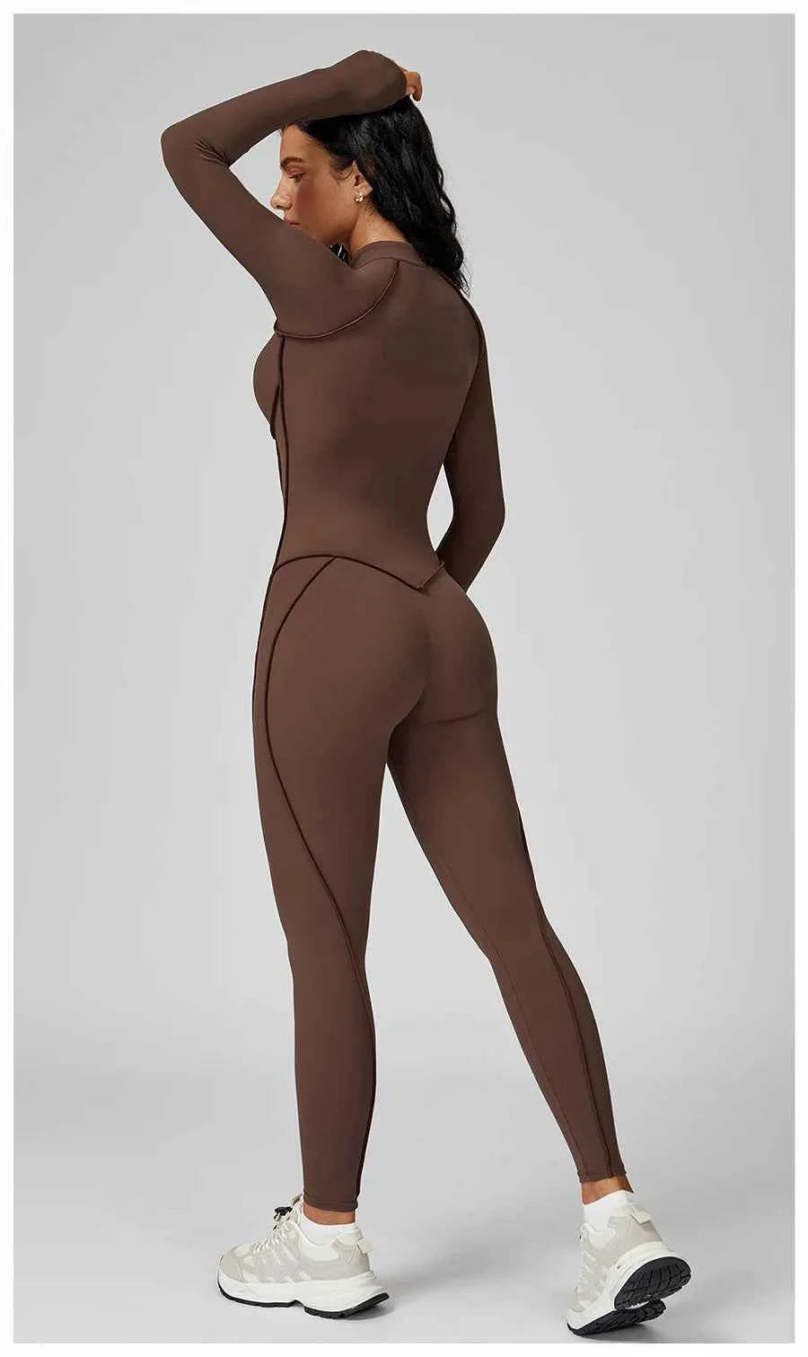 Women’s Seamless Long Sleeve Zipper Yoga Jumpsuit Slim Fit Outfit