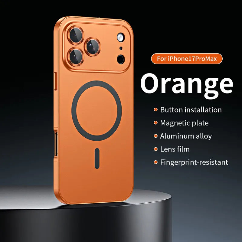 For iPhone Air / 17 Pro Max Magnetic Alloy Snap Case with Lens Ring Film