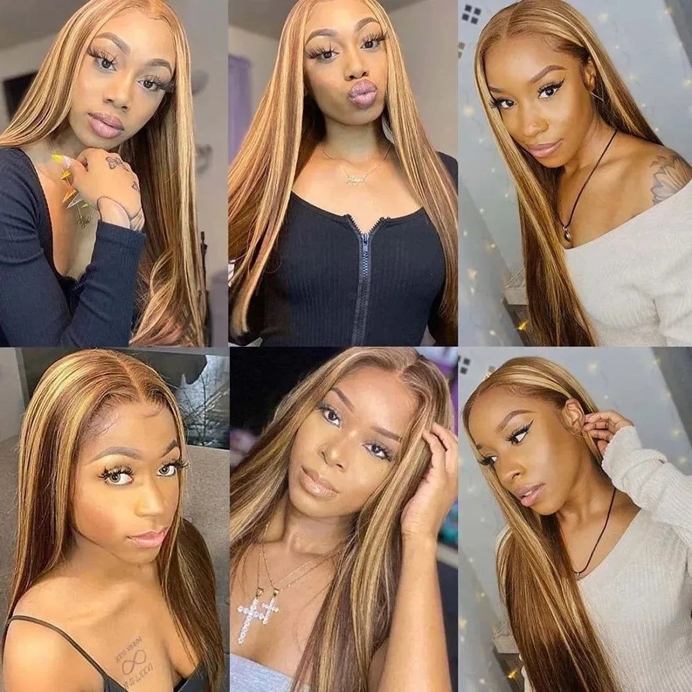 200 Density 13×6 Highlight Wig – Bone Straight HD Lace Frontal (20–30 Inch)