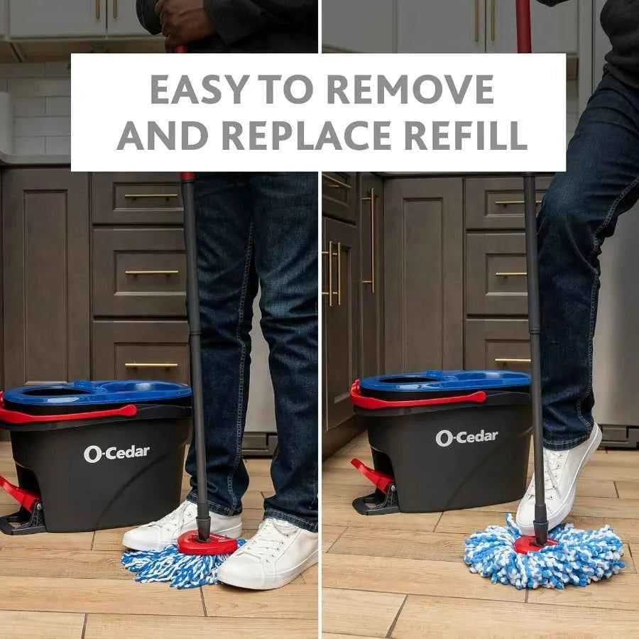 O-Cedar RinseClean Spin Mop & Bucket System + 1 Extra Mop Head | Clean with Clean Water | Removes 99% of Bacteria