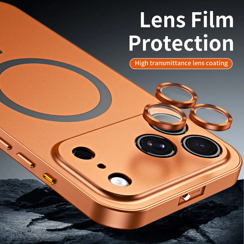 For iPhone Air / 17 Pro Max Magnetic Alloy Snap Case with Lens Ring Film