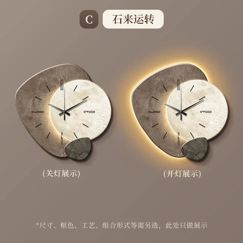Lucky Stone Modern Wall Clock - High-End Silent Home Clock for Living Room and Wall Hanging