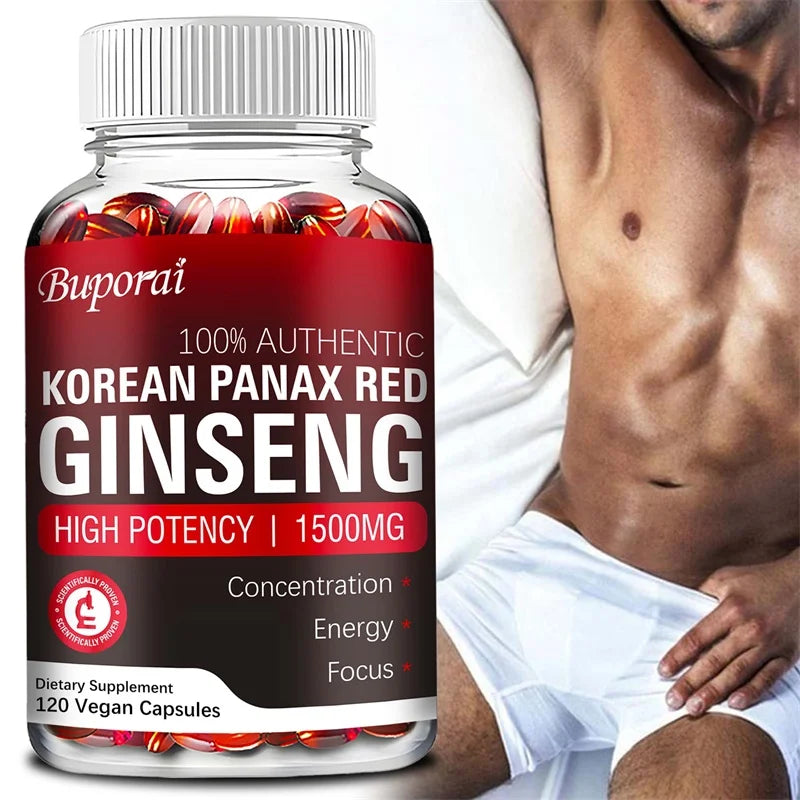Korean Red Panax Ginseng Capsules - Increases Energy, Mood, Stamina & Performance Supports Mental HealthSupplements
