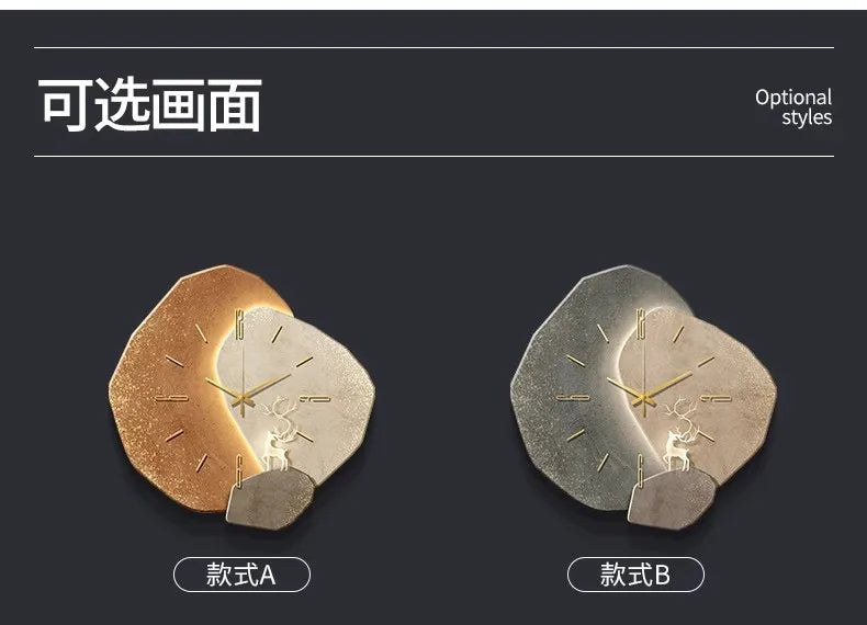 Lucky Stone Modern Wall Clock - High-End Silent Home Clock for Living Room and Wall Hanging