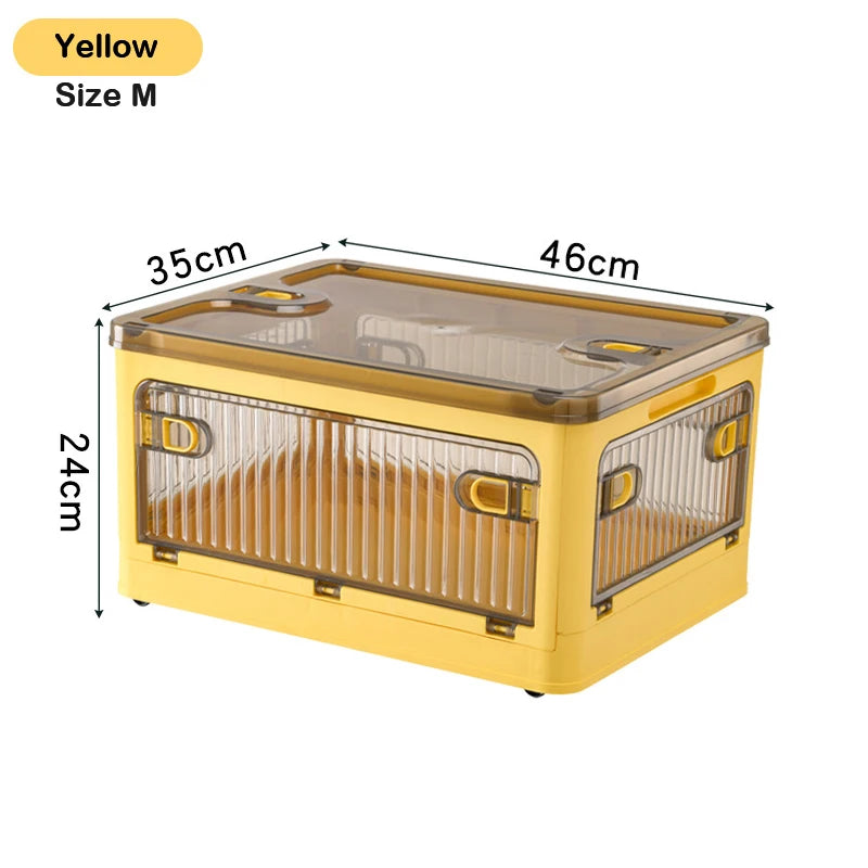 60L Foldable Plastic Storage Box - Glossy Organizer for Clothes, Books & Camping Gear