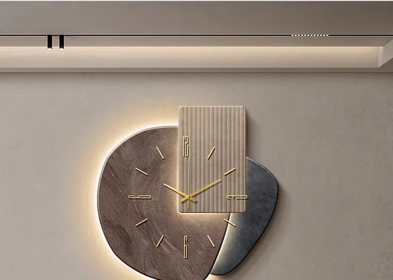 Lucky Stone Modern Wall Clock - High-End Silent Home Clock for Living Room and Wall Hanging
