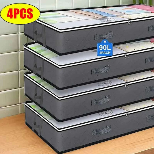 Under Bed Storage Containers Ample Quilt Storage, Dustproof, Space Saving, Convenient Under Bed Solution Closet Organization