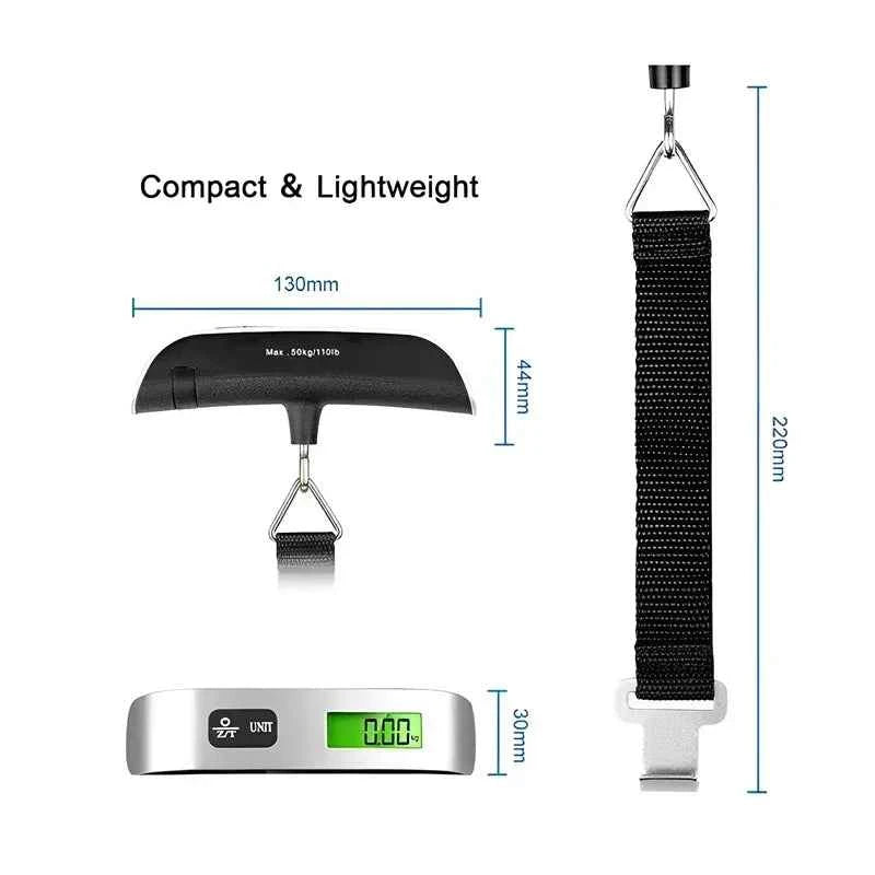 Portable Digital Luggage Scale 50kg/110lb — LCD Travel Weight Checker