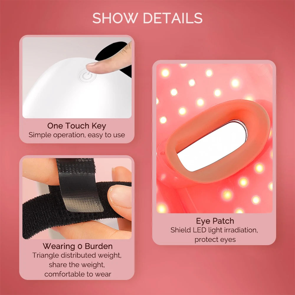 LED Photon Beauty Mask with 7 Light Modes for Whitening, Anti-Wrinkle, and Skin Tightening