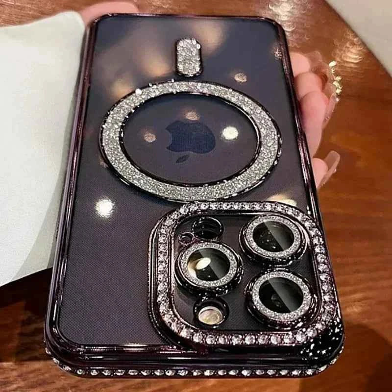 Luxury Diamond Glitter MagSafe Clear Case – Magnetic Wireless Charging Cover