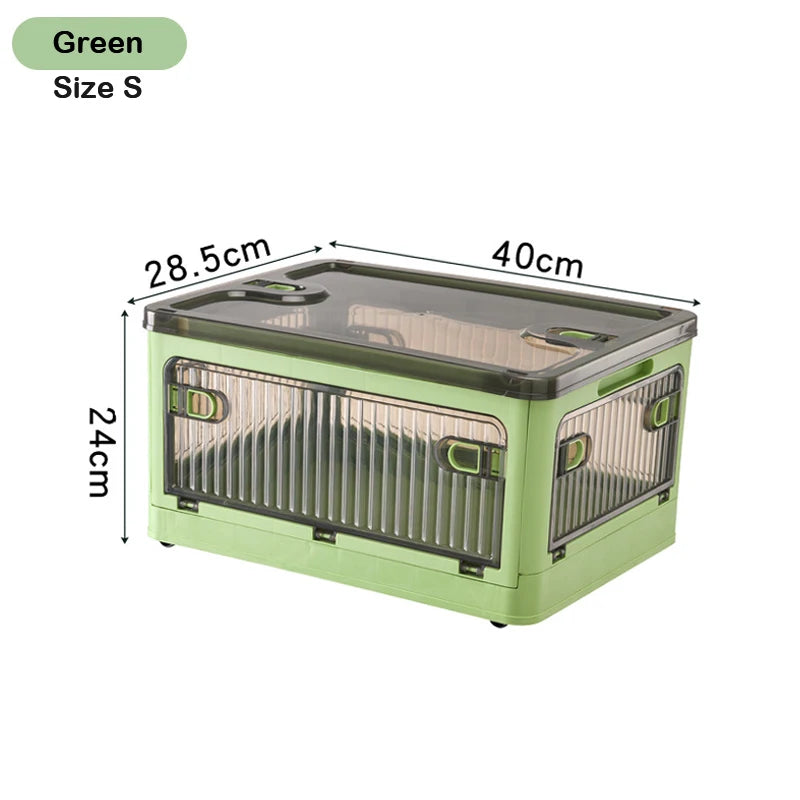 60L Foldable Plastic Storage Box - Glossy Organizer for Clothes, Books & Camping Gear