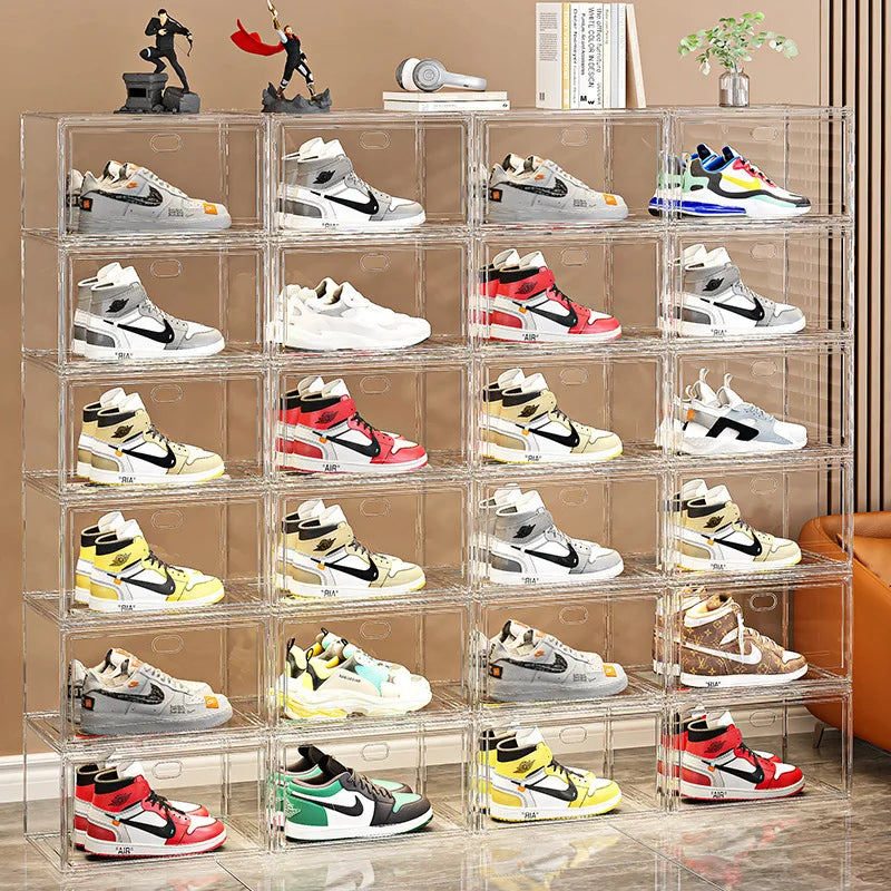 High Transparency PET Sports Shoe Storage Box - Stackable Clear Acrylic Shoe Storage Box Display Cabinet