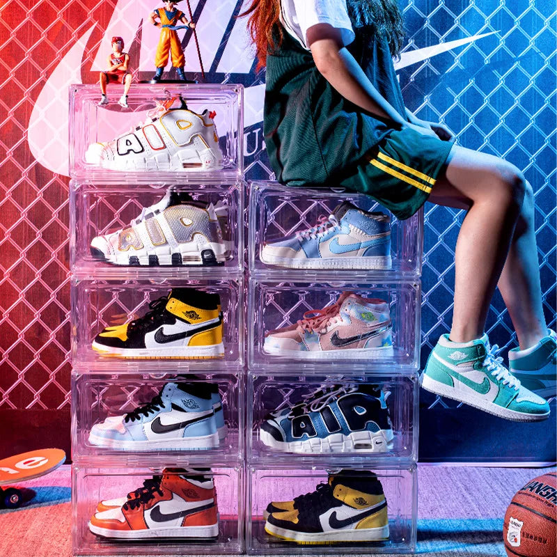 High Transparency PET Sports Shoe Storage Box - Stackable Clear Acrylic Shoe Storage Box Display Cabinet