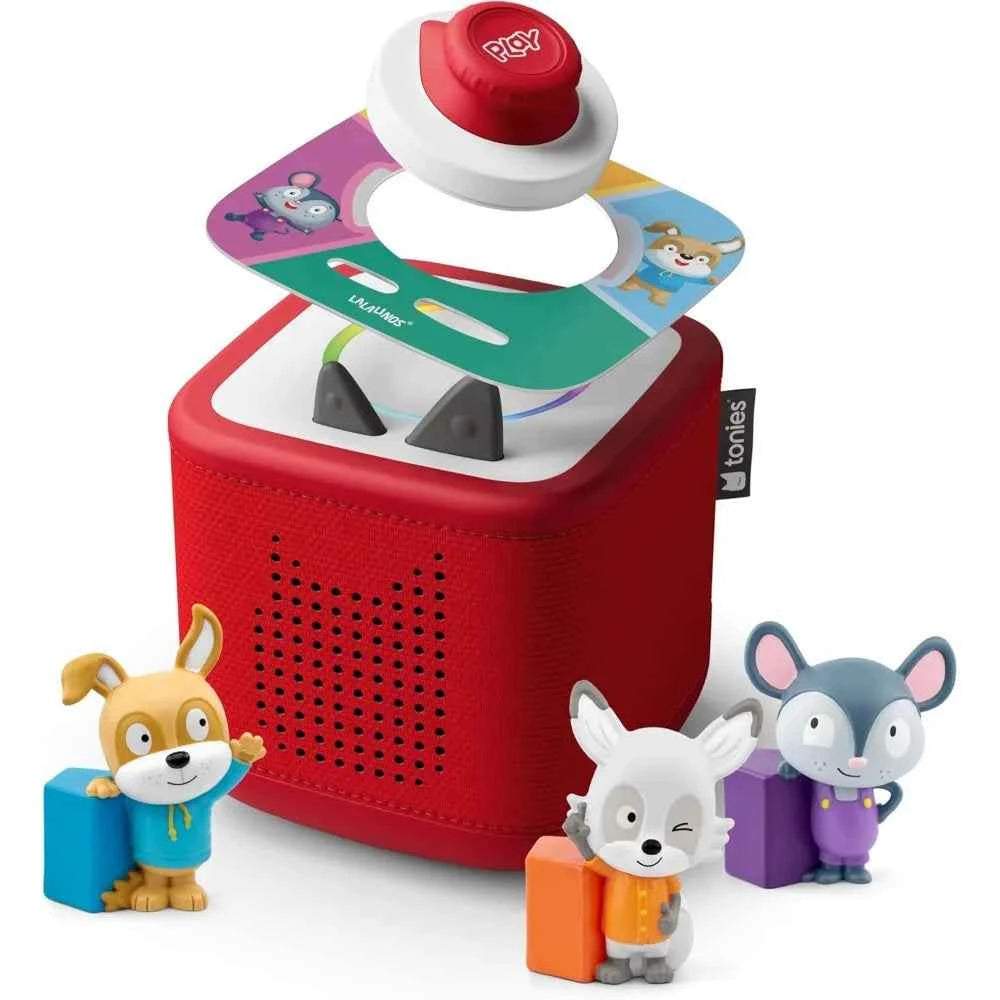 Kids Toniebox Audio Player Bundle – Sunset Red with 3 Figurines & Game Controller