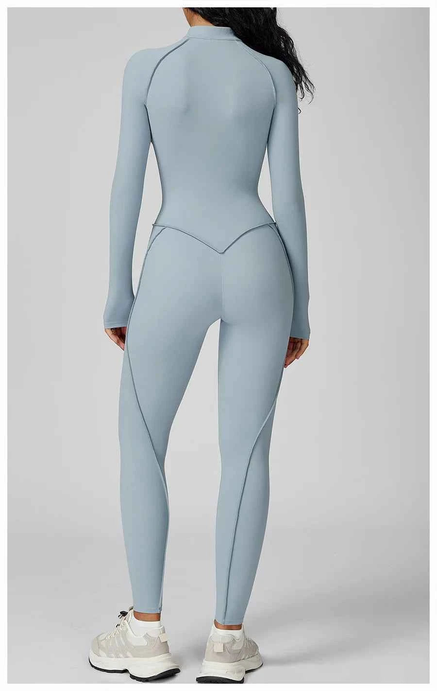 Women’s Seamless Long Sleeve Zipper Yoga Jumpsuit Slim Fit Outfit