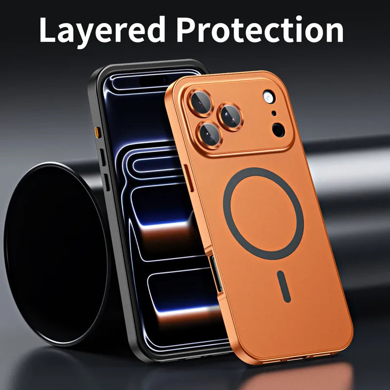 For iPhone Air / 17 Pro Max Magnetic Alloy Snap Case with Lens Ring Film