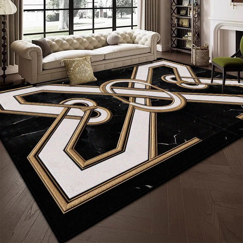 Luxury Black Marble Carpet for Living Room Bedroom Decoration Sofa Large Area Rug Cloakroom Office Fluffy Mat