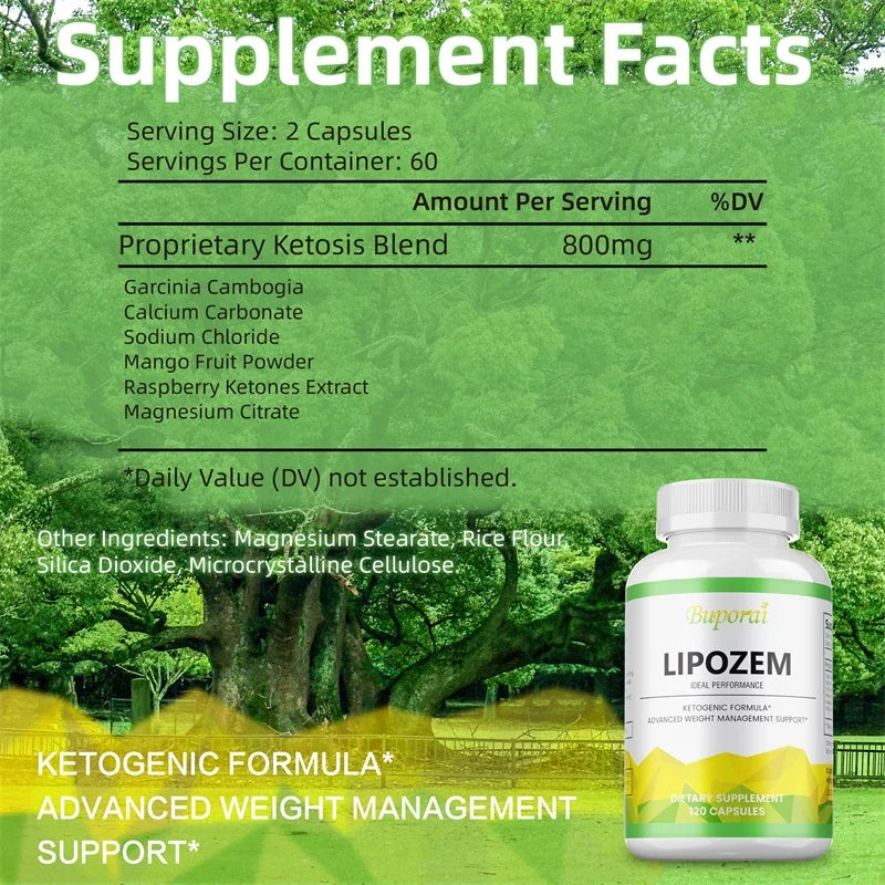 Lipozem Capsules - Boosts Metabolism, Boosts Energy, Burns Fat, Suppresses Appetite, Promotes Digestive Health, Boosts Immunity