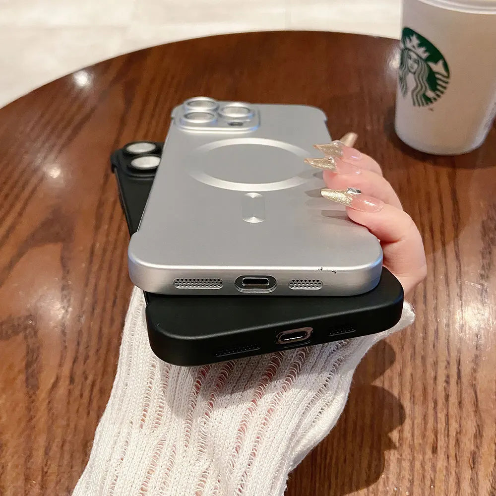 Natural Titanium Borderless MagSafe Case for iPhone 16/15/14/13/12/11 Pro Max Plus