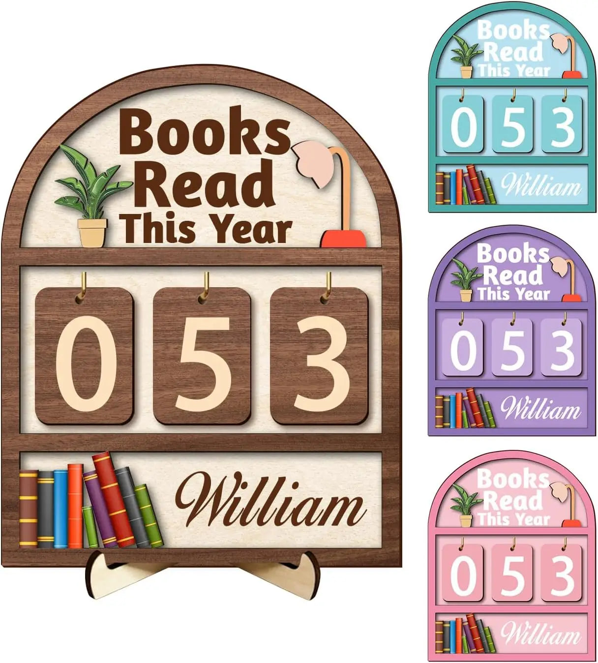 Custom Wooden Book Tracker Sign for Readers - Personalized Books Read Counter & Reading Challenge Tracker