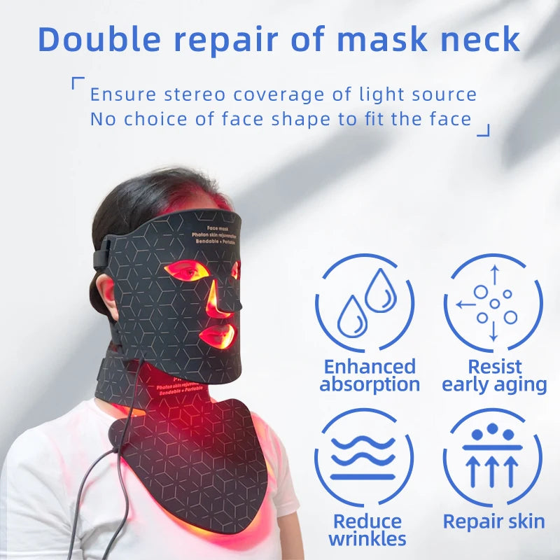 Infrared LED Mask - Silicone LED Anti-Aging Mask for Brightening Skin Tone and Repairing Fine Lines
