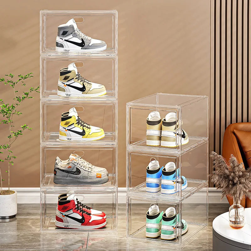 High Transparency PET Sports Shoe Storage Box - Stackable Clear Acrylic Shoe Storage Box Display Cabinet