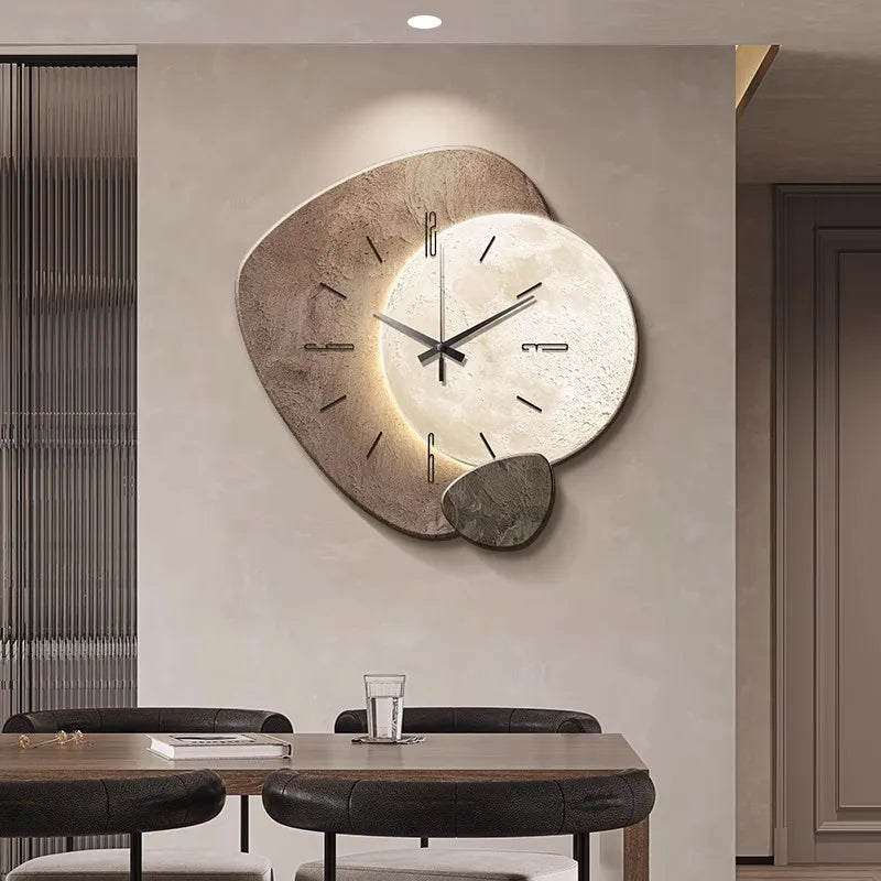 Lucky Stone Modern Wall Clock - High-End Silent Home Clock for Living Room and Wall Hanging